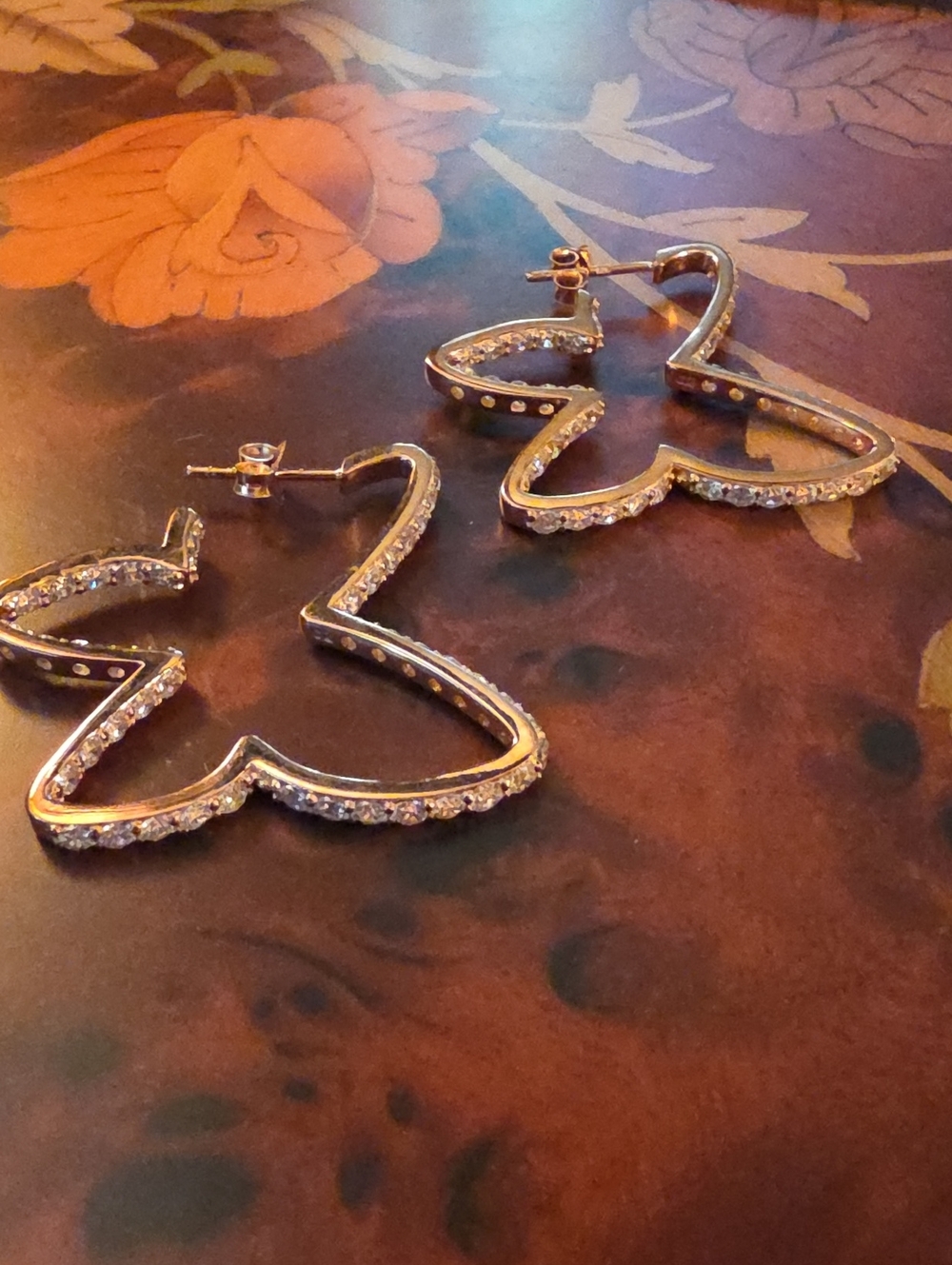 Paz Creations Rose Gold Over Silver Butterfly Hoop Earrings with Crystal Trim